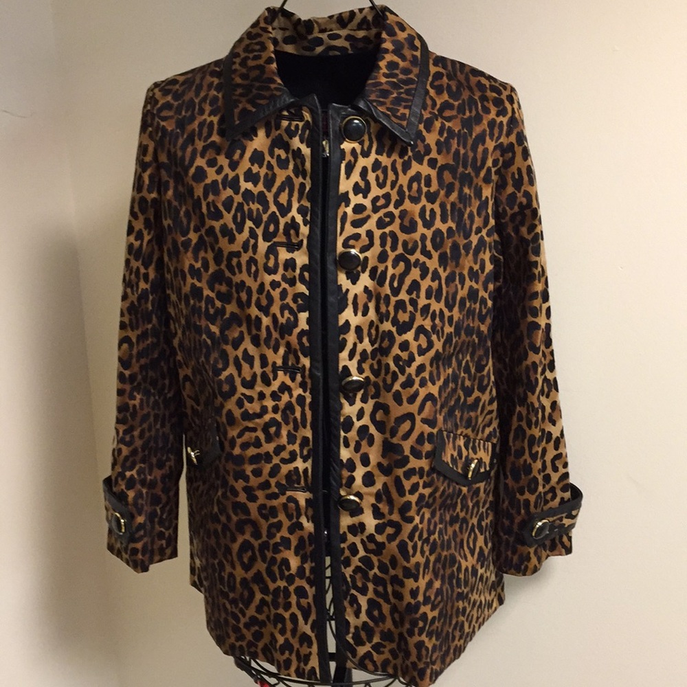 Jones New York Reversible Black Cheetah Animal Print Jacket Blazer Petite S M